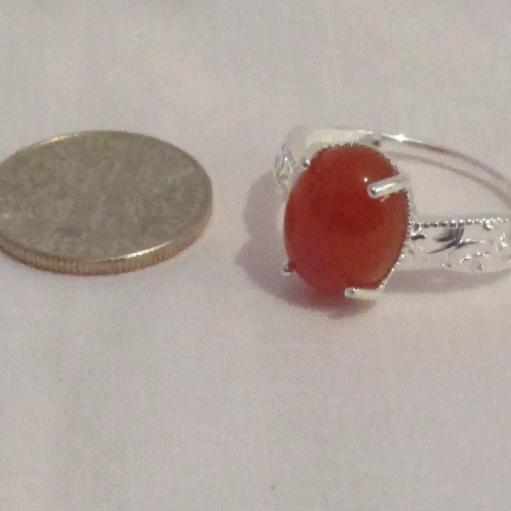 Red Onyx Ring in Sterling Silver Enhanced Size 7