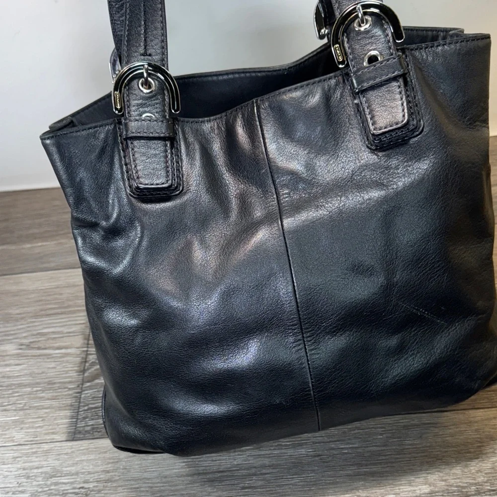 Coach Black Leather Tote Bag