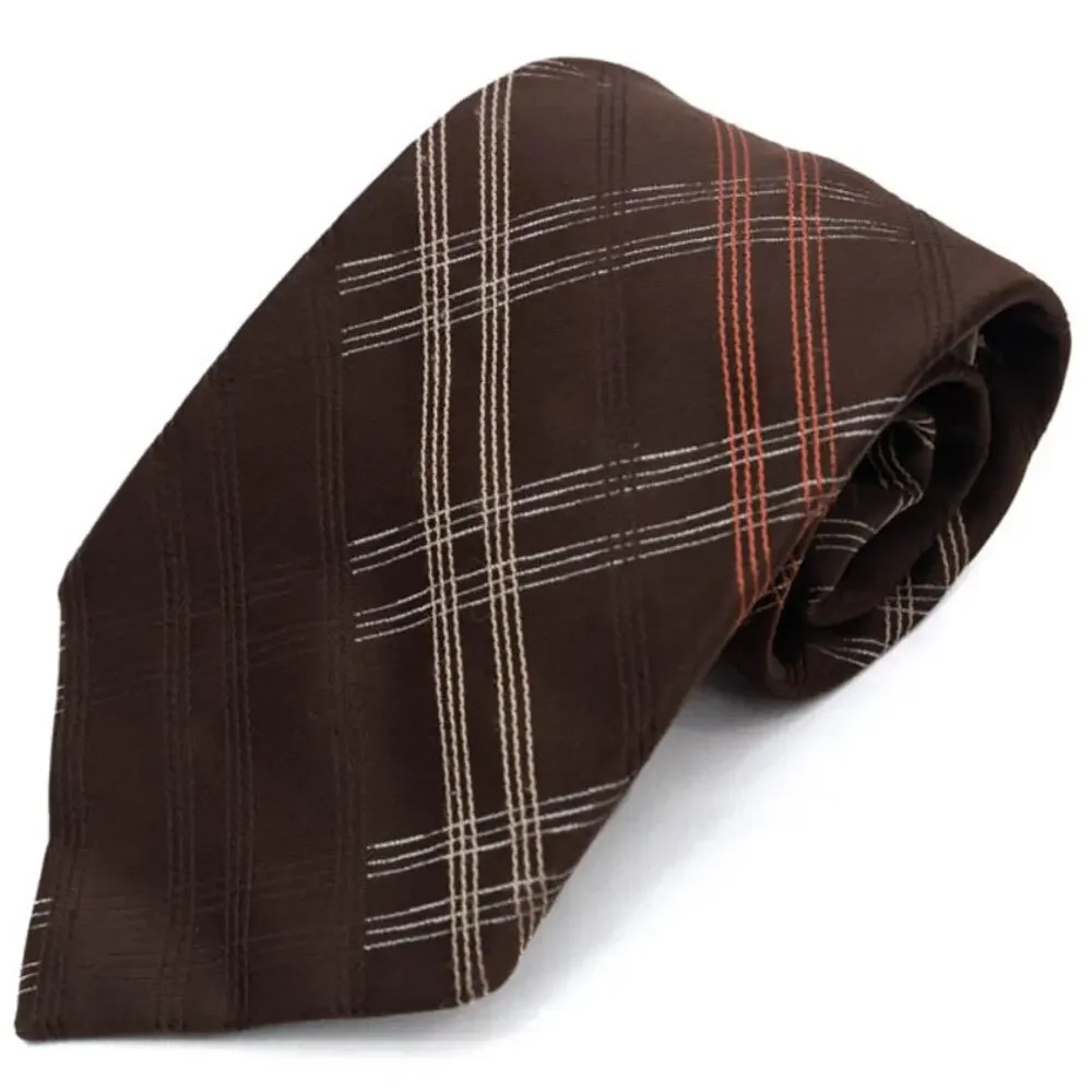 Vintage Sanger Harris Men's Brown Plaid 60's 70's Necktie