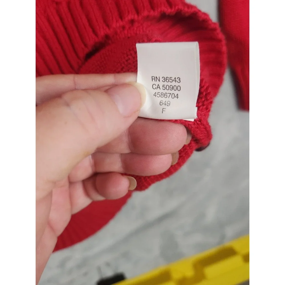 Retro IZOD Men's Red Pullover Sweater Crew Neck‎ Long Sleeve 100% Cotton Size L
