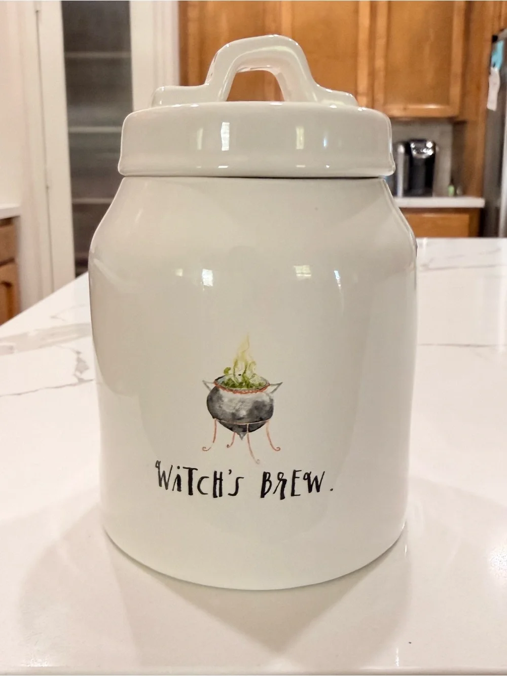 Rae Dunn WITCH'S BREW Watercolor Cauldron Ceramic Canister