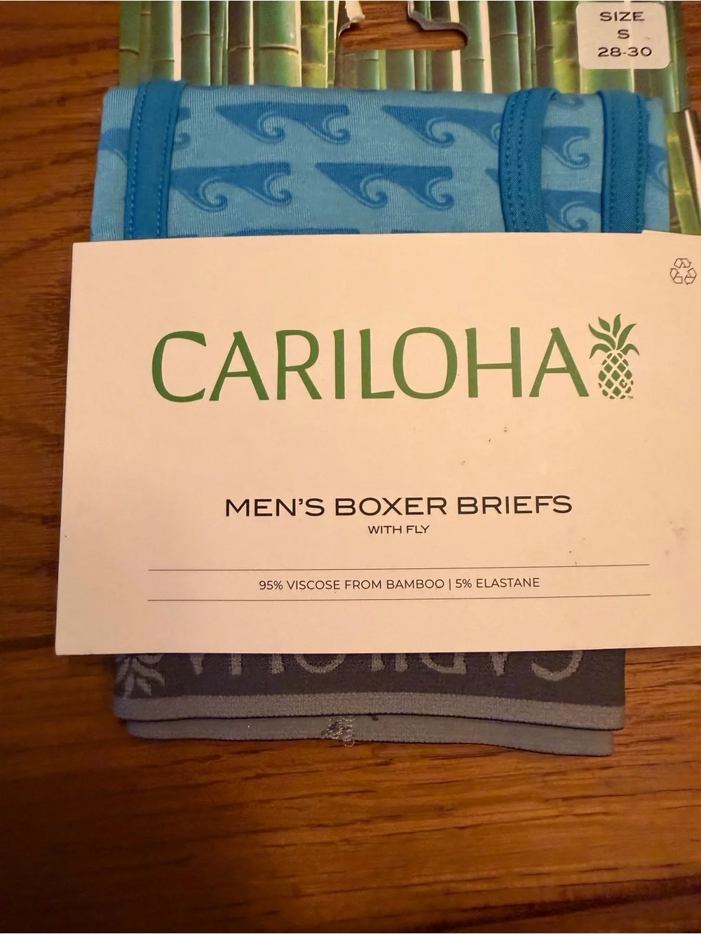 Cariloha Men's Boxer Briefs - Light Blue Wave Print