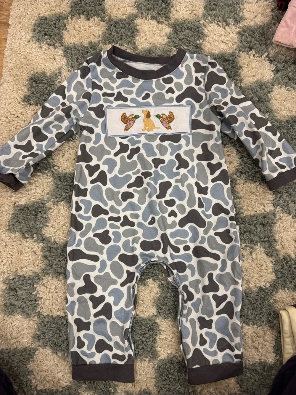Baby Boys' Gray & Blue Animal Patch One-Piece
