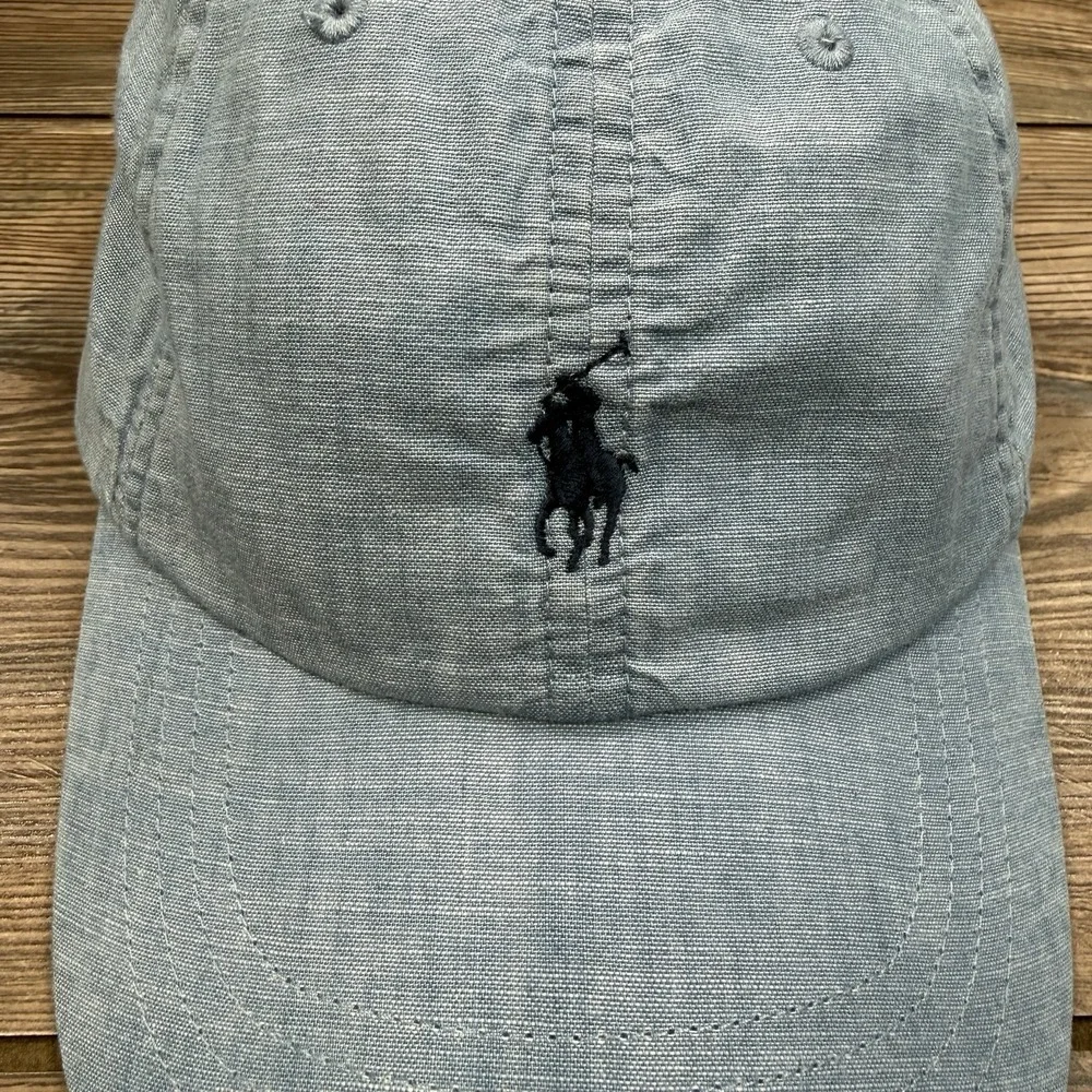 Polo Ralph Lauren OS Iconic Cotton Chino Ball Cap Light Blue Chambray Pony NWT