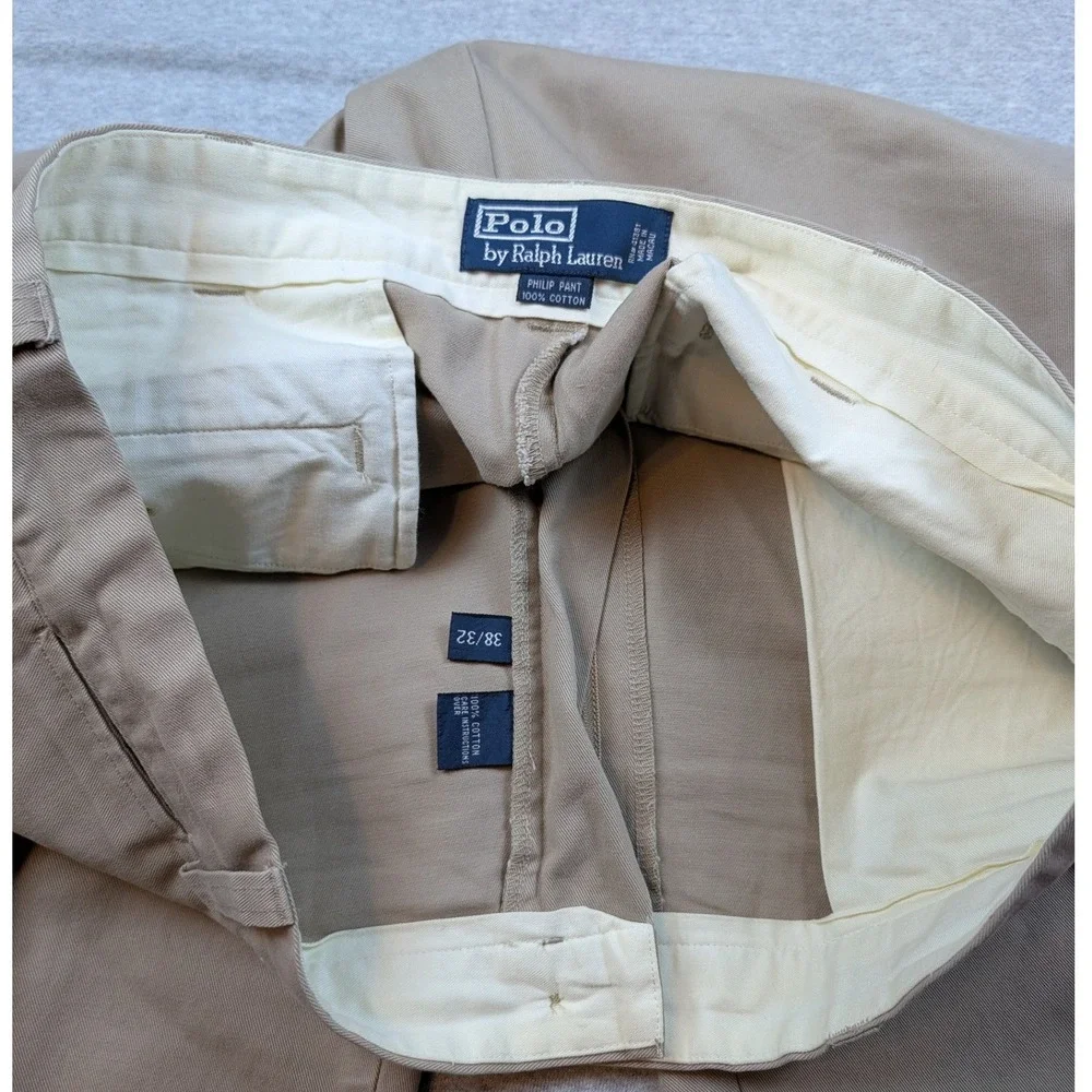 Polo Ralph Lauren Philip Pant Mens 38x32 Tan Khaki Classic Chino Cotton Straight