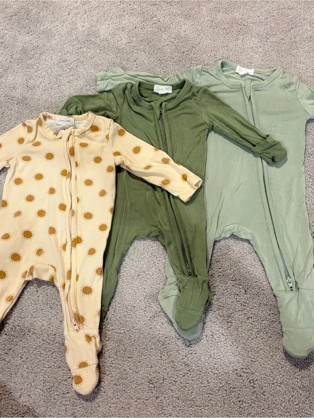 Angel Dear Baby Footie Set - Sage, Olive & Cream Sun Print