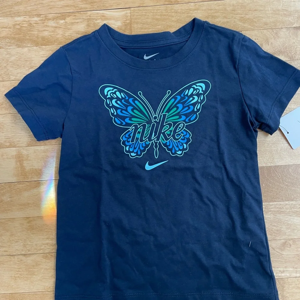 [Nike] NWT Girls Kids Blue Butterfly T-Shirt - Size 6X Age 6-7