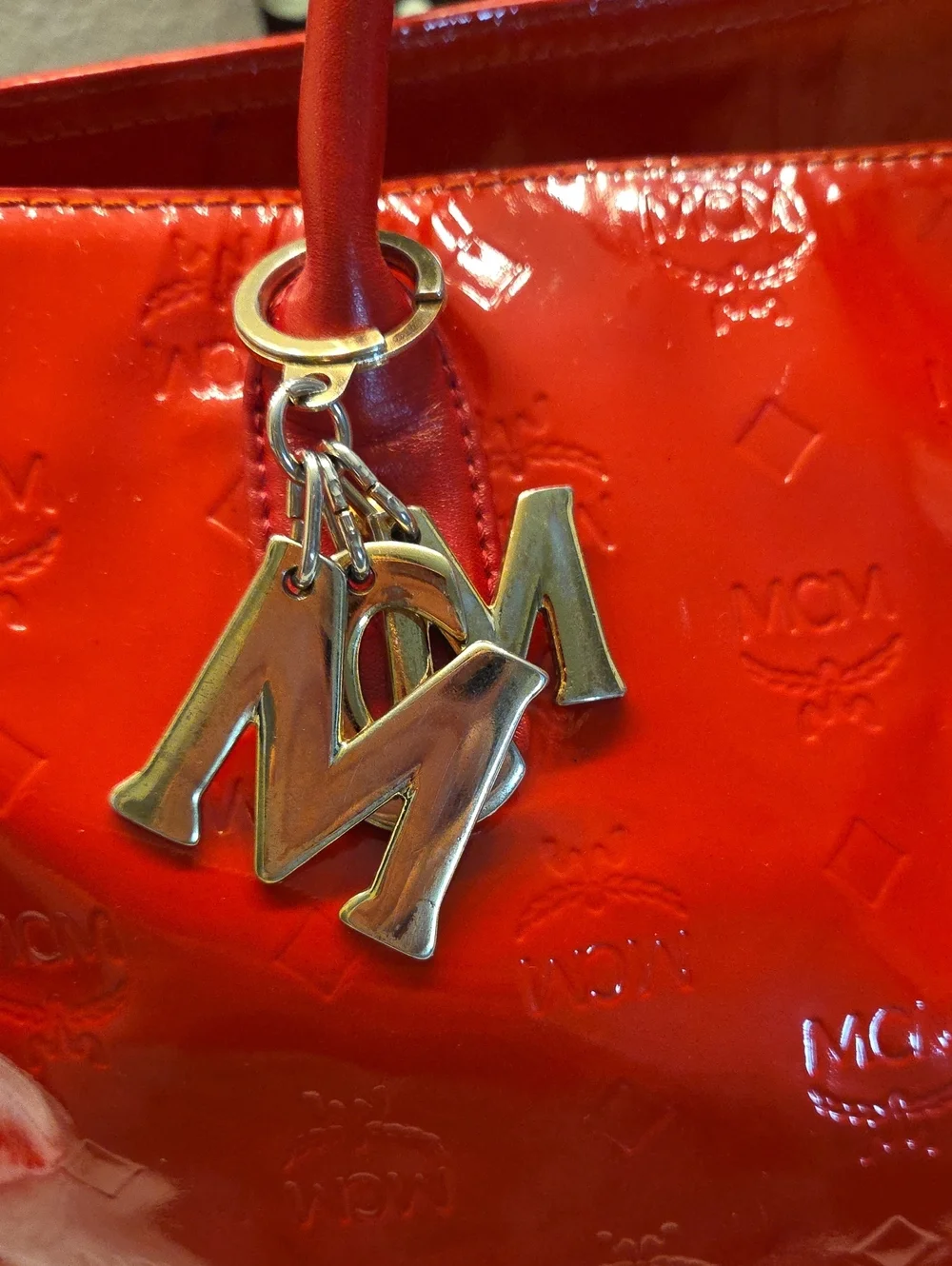 EUC MCM Limited Edition Red Patent Embossed Leather Tote With COA ❤️