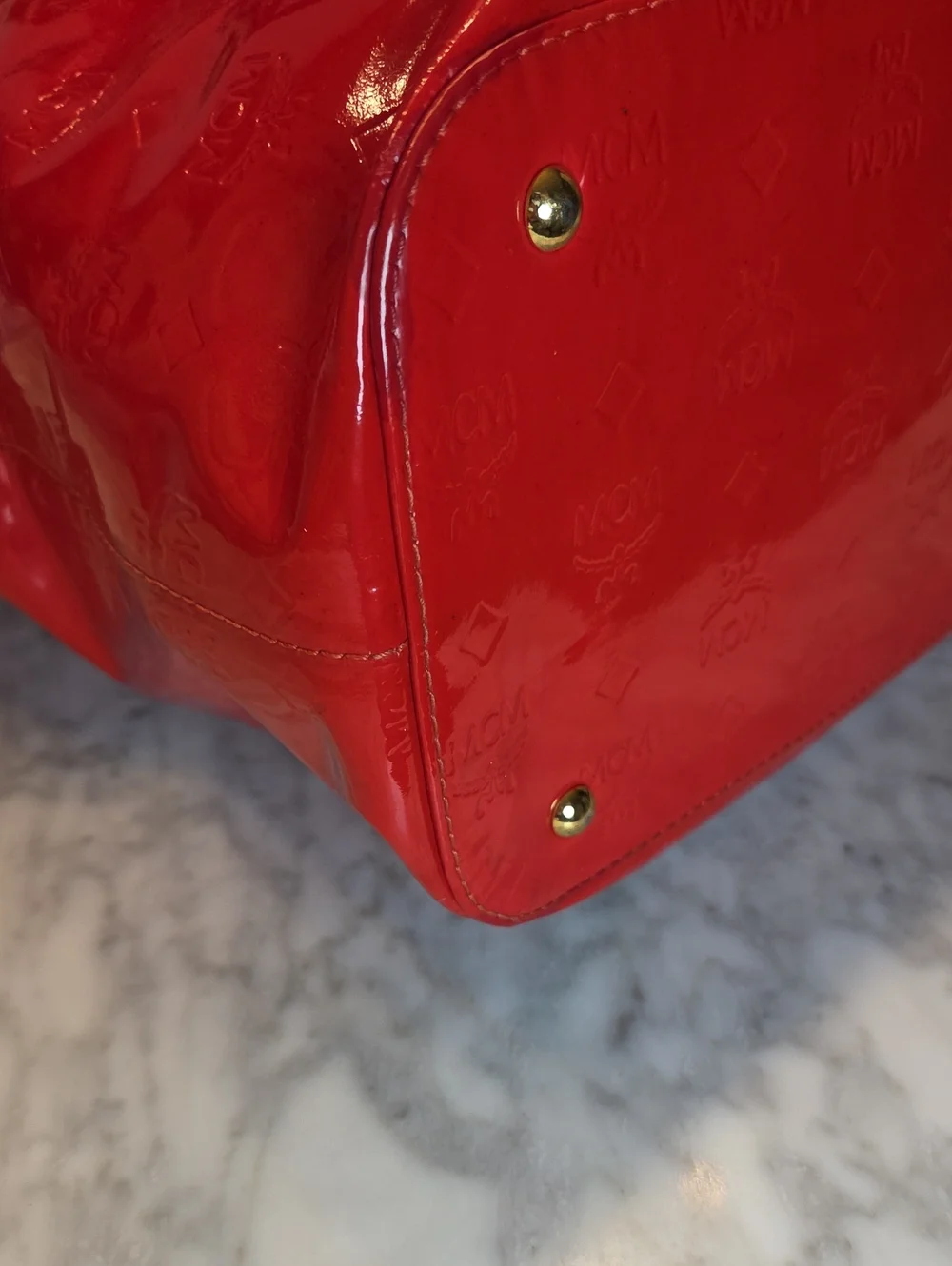 EUC MCM Limited Edition Red Patent Embossed Leather Tote With COA ❤️
