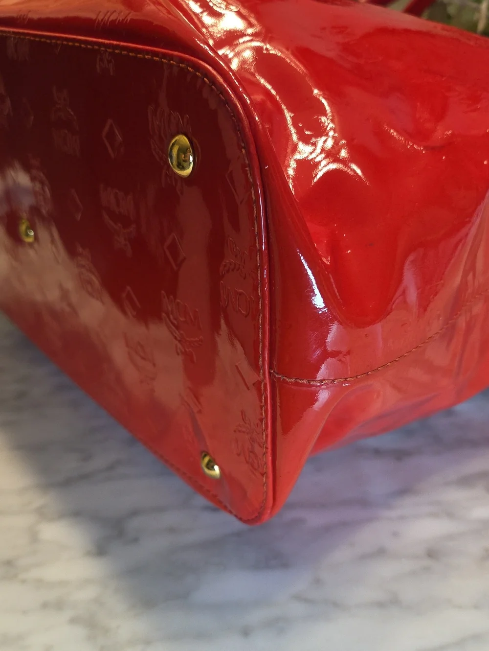 EUC MCM Limited Edition Red Patent Embossed Leather Tote With COA ❤️