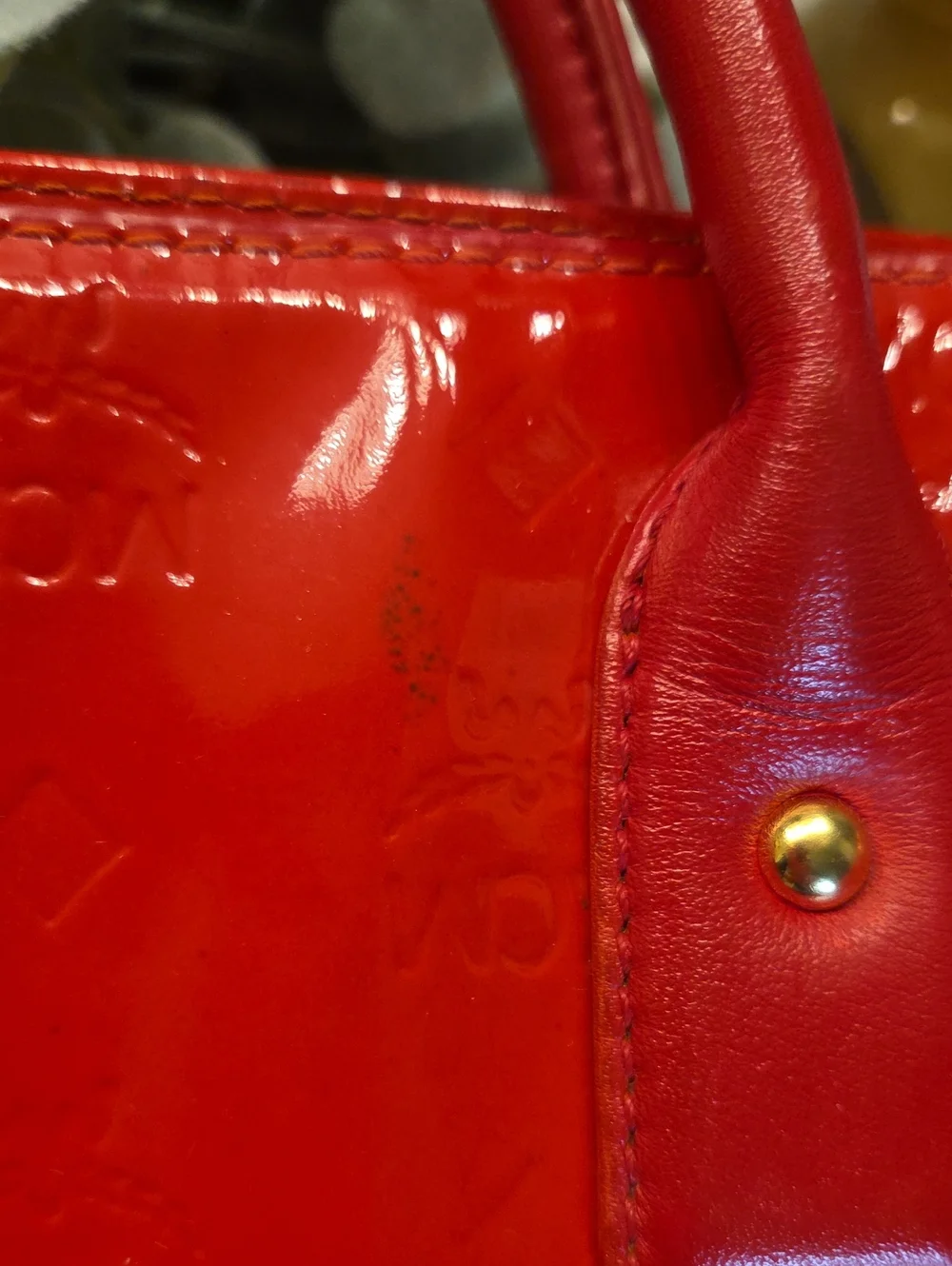 EUC MCM Limited Edition Red Patent Embossed Leather Tote With COA ❤️