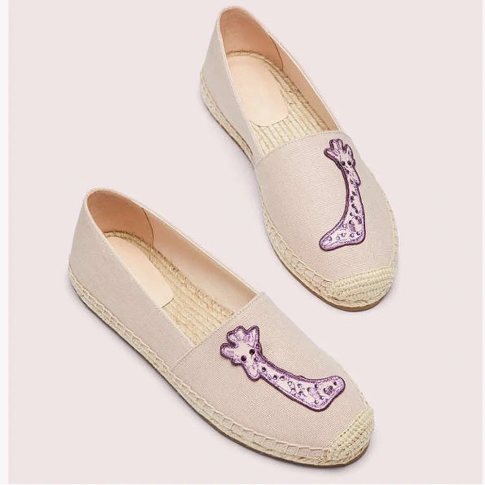 NEW KATE SPADE Garden‎ Giraffe Pale Vellum Espadrilles Size 8 B