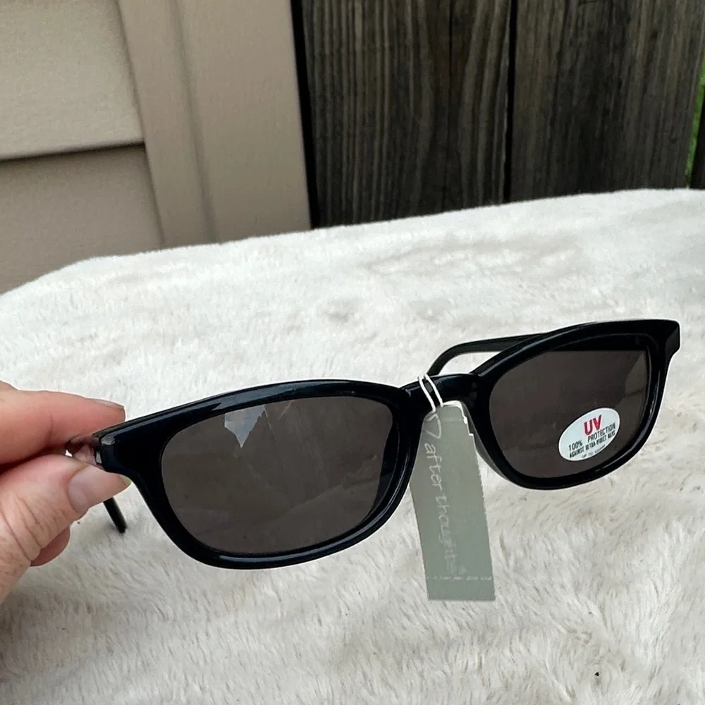 Vintage Dead Stock After Thoughts Black Rectangular Sunglasses