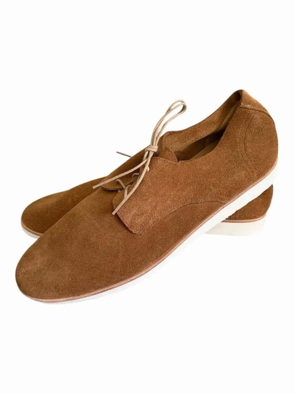 NISOLO Mens Tan Suede Lightweight Derby Shoes Lace Up Casual Dress Shoes 11.5