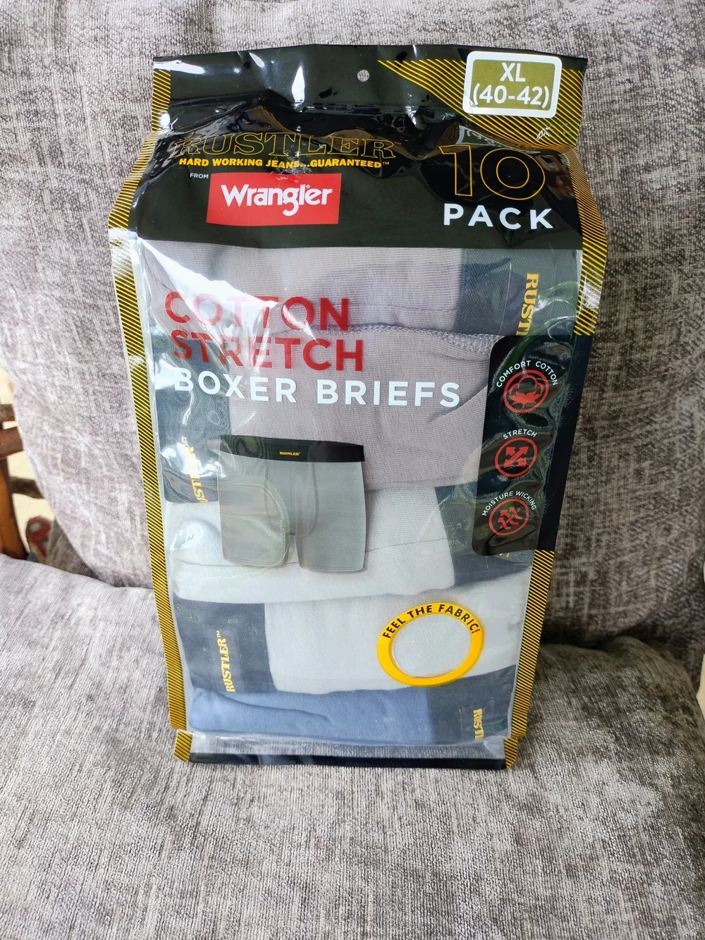 NWT Wrangler Cotton Stretch Boxer Briefs, Pack Of 10, Size XL (40-42)