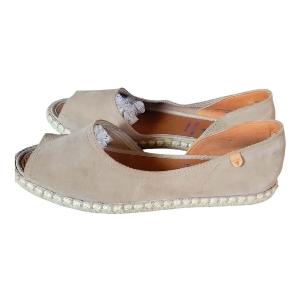 Verbenas Born To Be Fun Women's Tan Peep-Toe Suede Leather Espadrilles 40