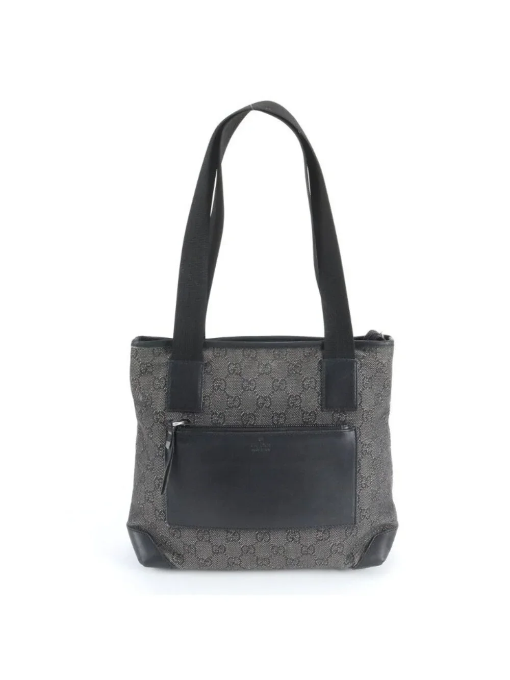 Gucci GG Canvas Leather Tote Shoulder Hand Black