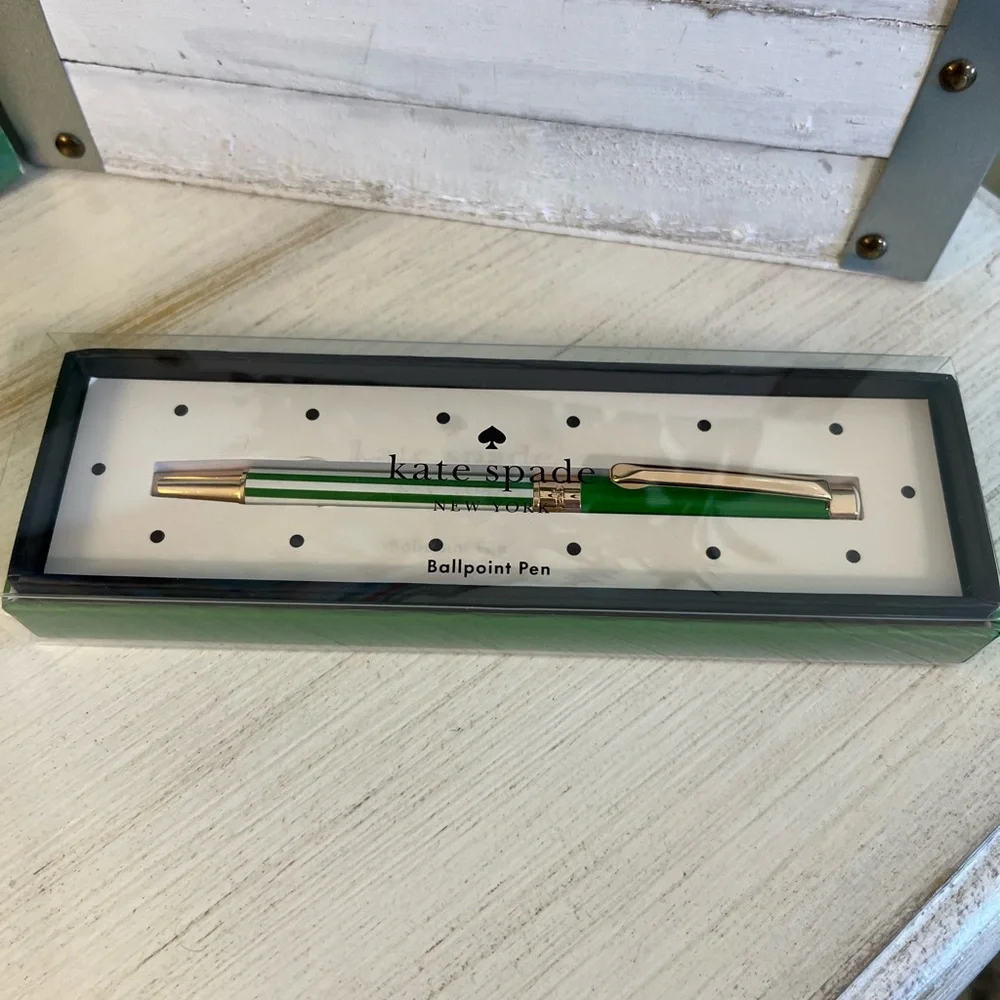 Kate Spade Green Pastry Stripe  Ballpoint Pen NWT