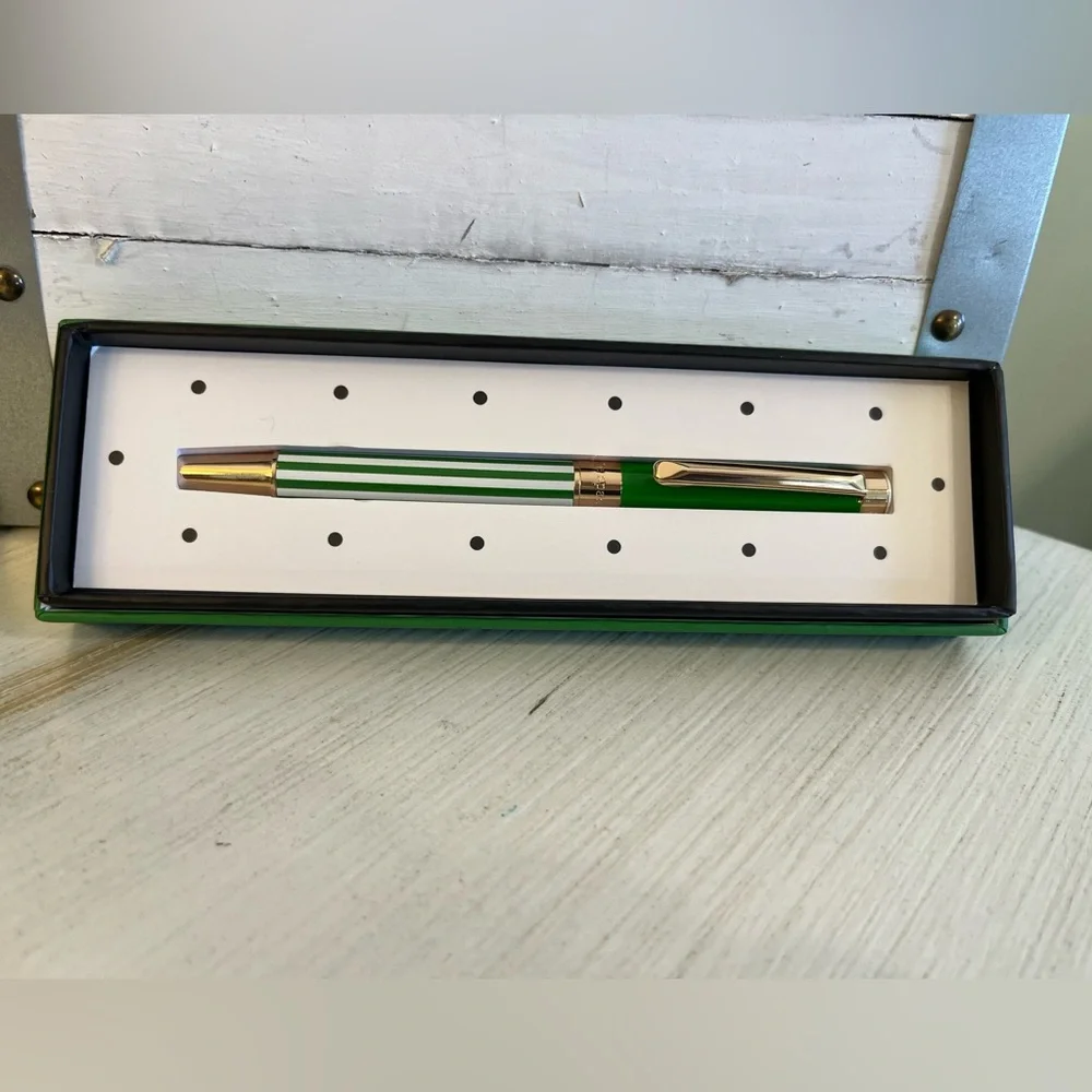 Kate Spade Green Pastry Stripe  Ballpoint Pen NWT