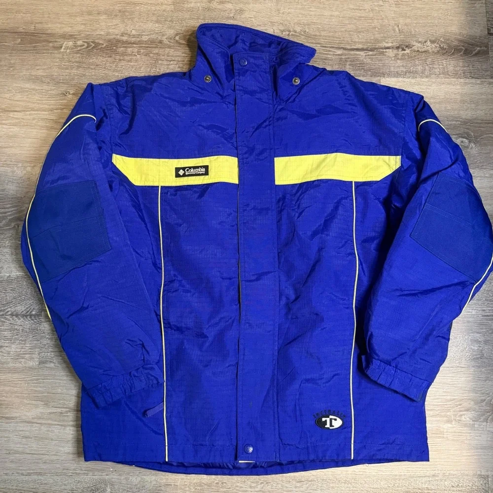 Columbia Tectonite Ski Jacket Blue Neon Yellow Vintage 90s Youth XL 18/20