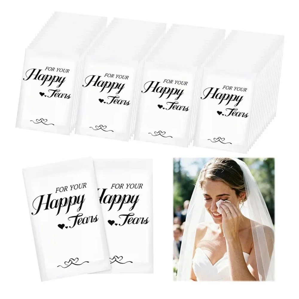 74 Packs Happy Tears Tissues for Wedding 3 Ply Wedding Tissue Packs For Guests
