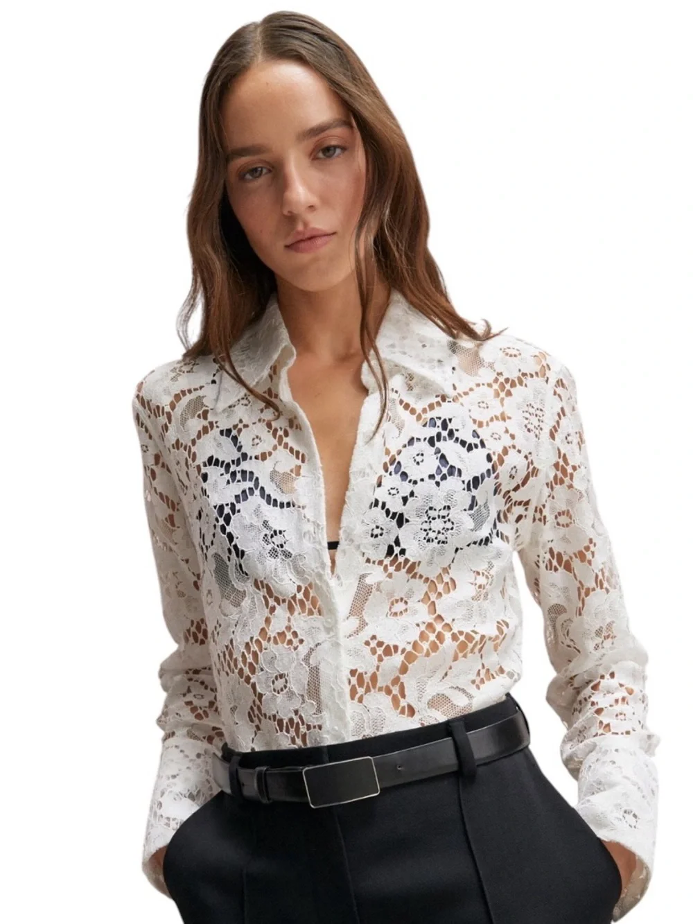 Tory Burch CUFFED LACE BUTTONDOWN