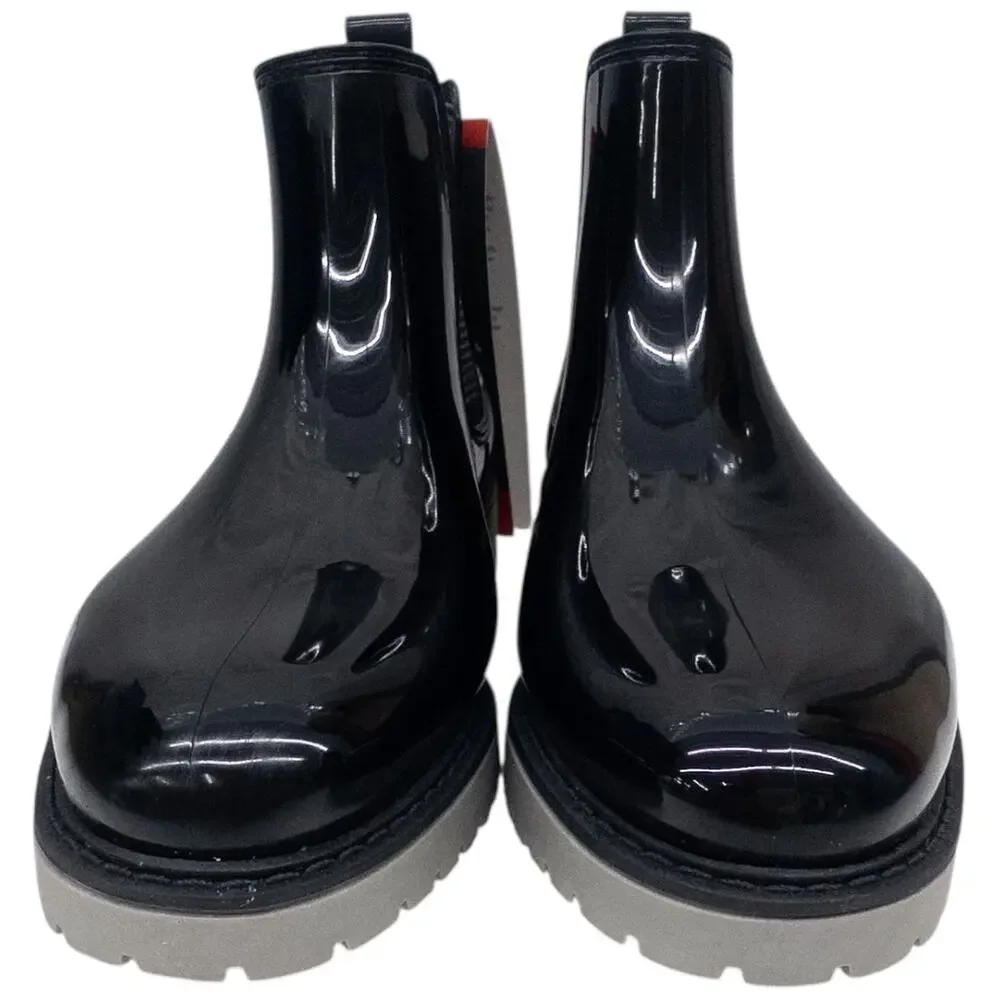 Storm by Cougar Dawn Waterproof Chelsea Rain Boots Women's 8 Glossy Black Plaid