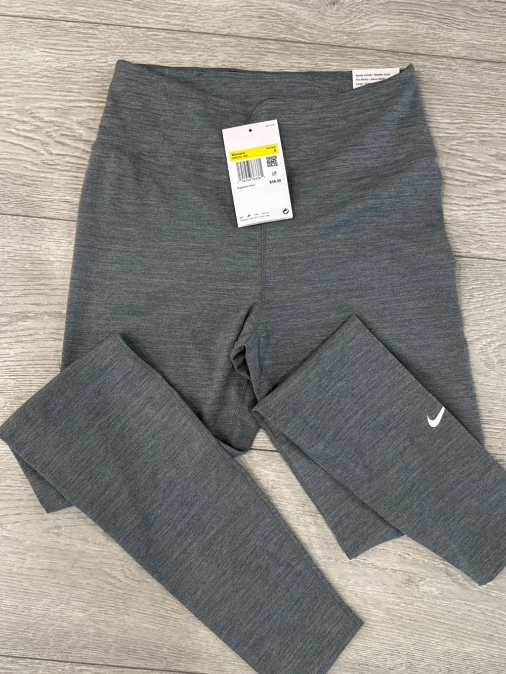 Nike Gray Heather Athletic Leggings with Swoosh