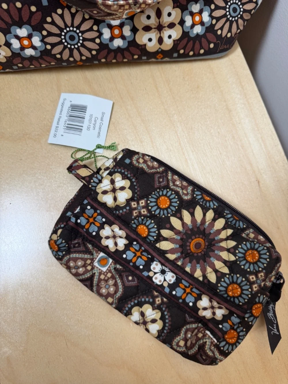 NWT Vera Bradley tote WITH matching cosmetic bag, Canyon print.