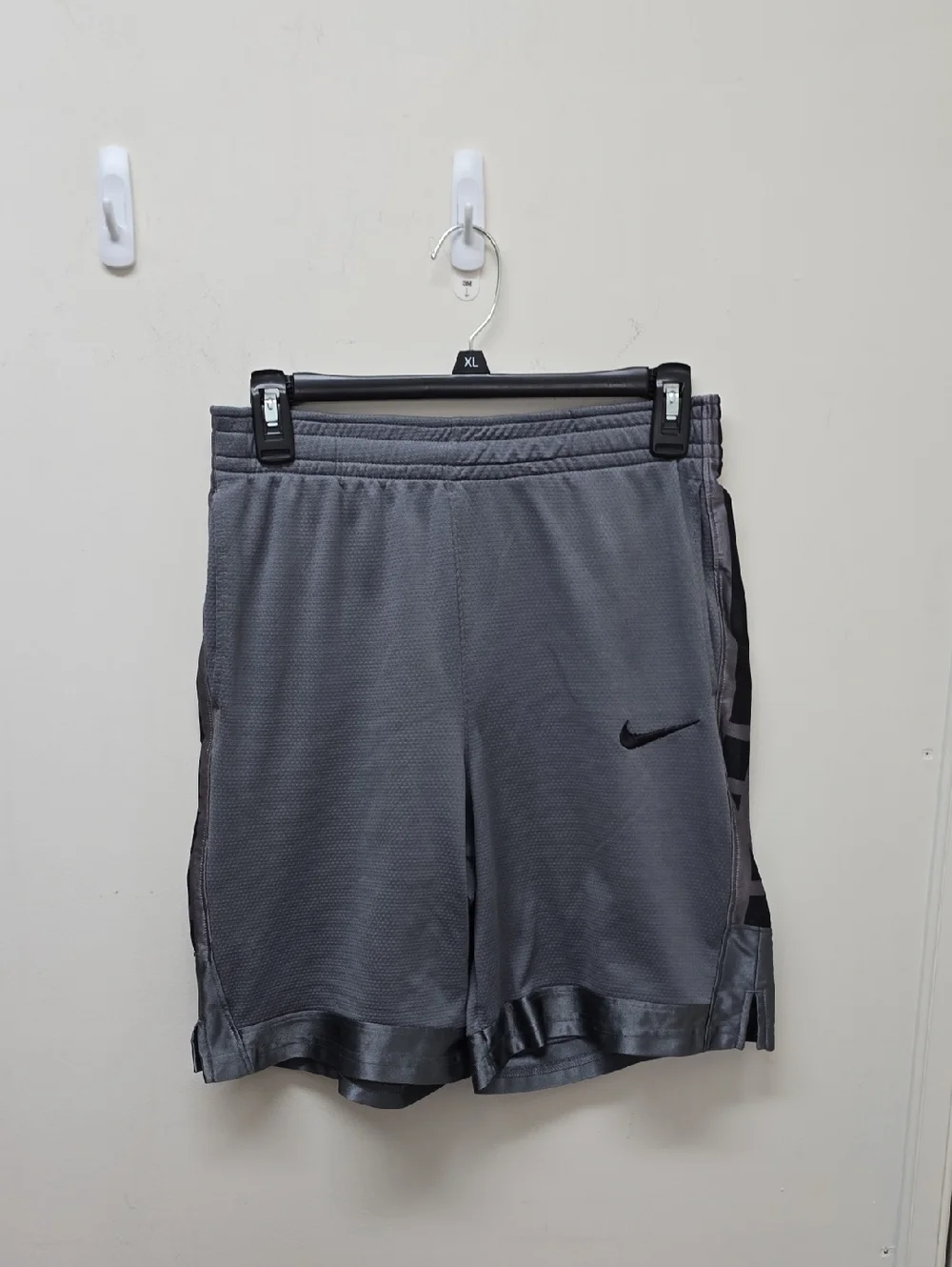 Nike Gray Mesh Basketball Shorts with Black Swoosh - Boys Size XL