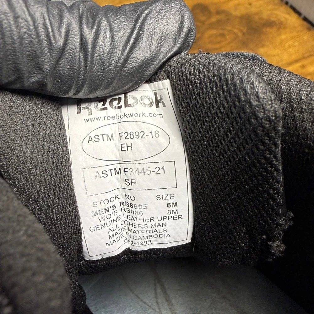 Reebok‎ Sublite Cushion RB8605 Black Leather Tactical Side Zip Mens 6 Womens 8