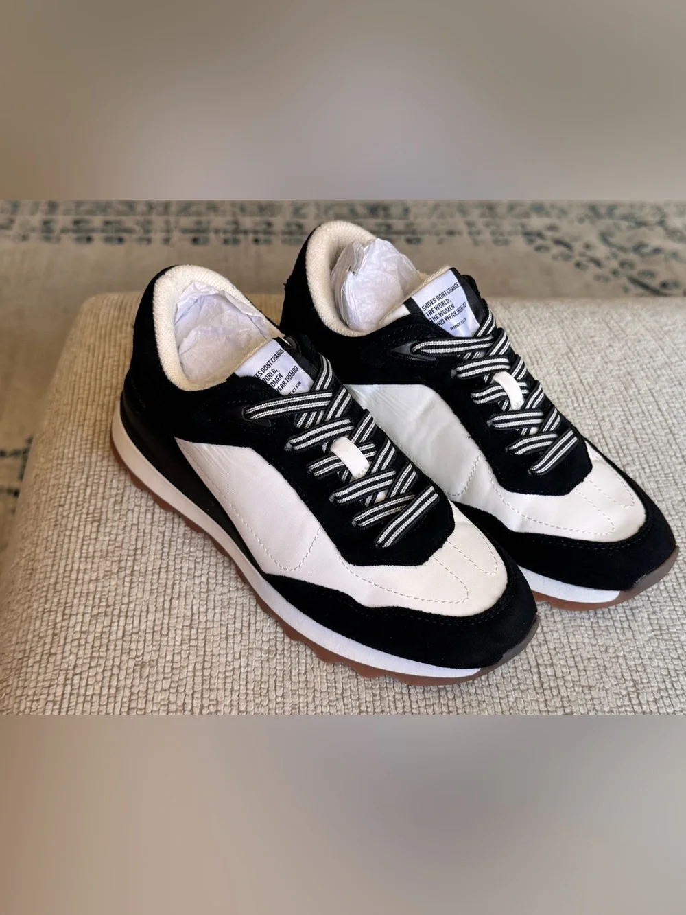 Anne Klein Black and White Retro-Style Men's Sneakers