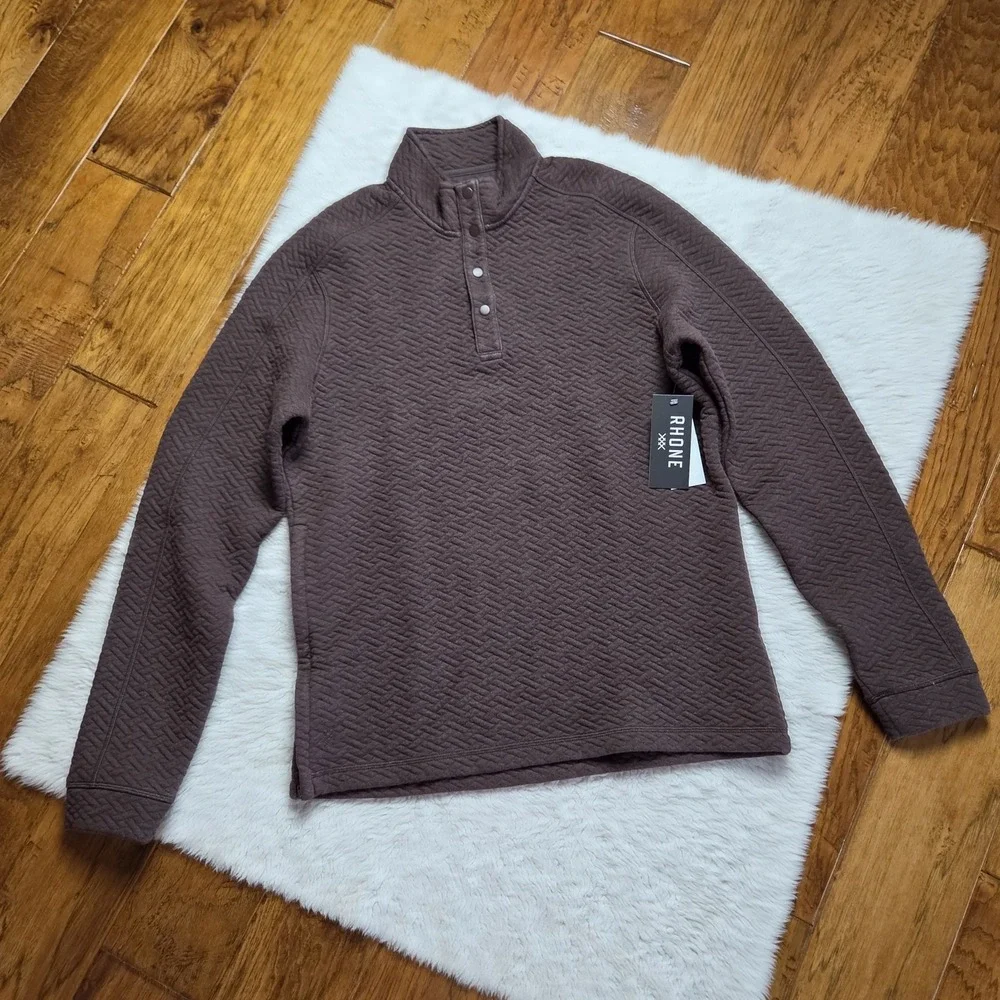 NWT Rhone Weekender Quilted Snap Pullover Shirt Men's Medium Brown