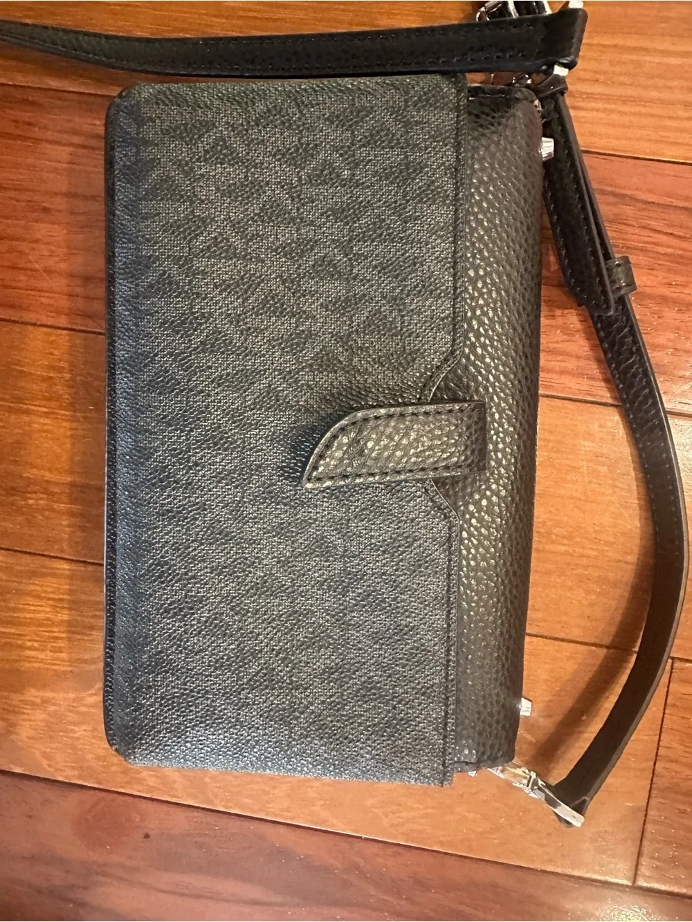 Michael Kors Black Studded Crossbody with easy access and phone pouch