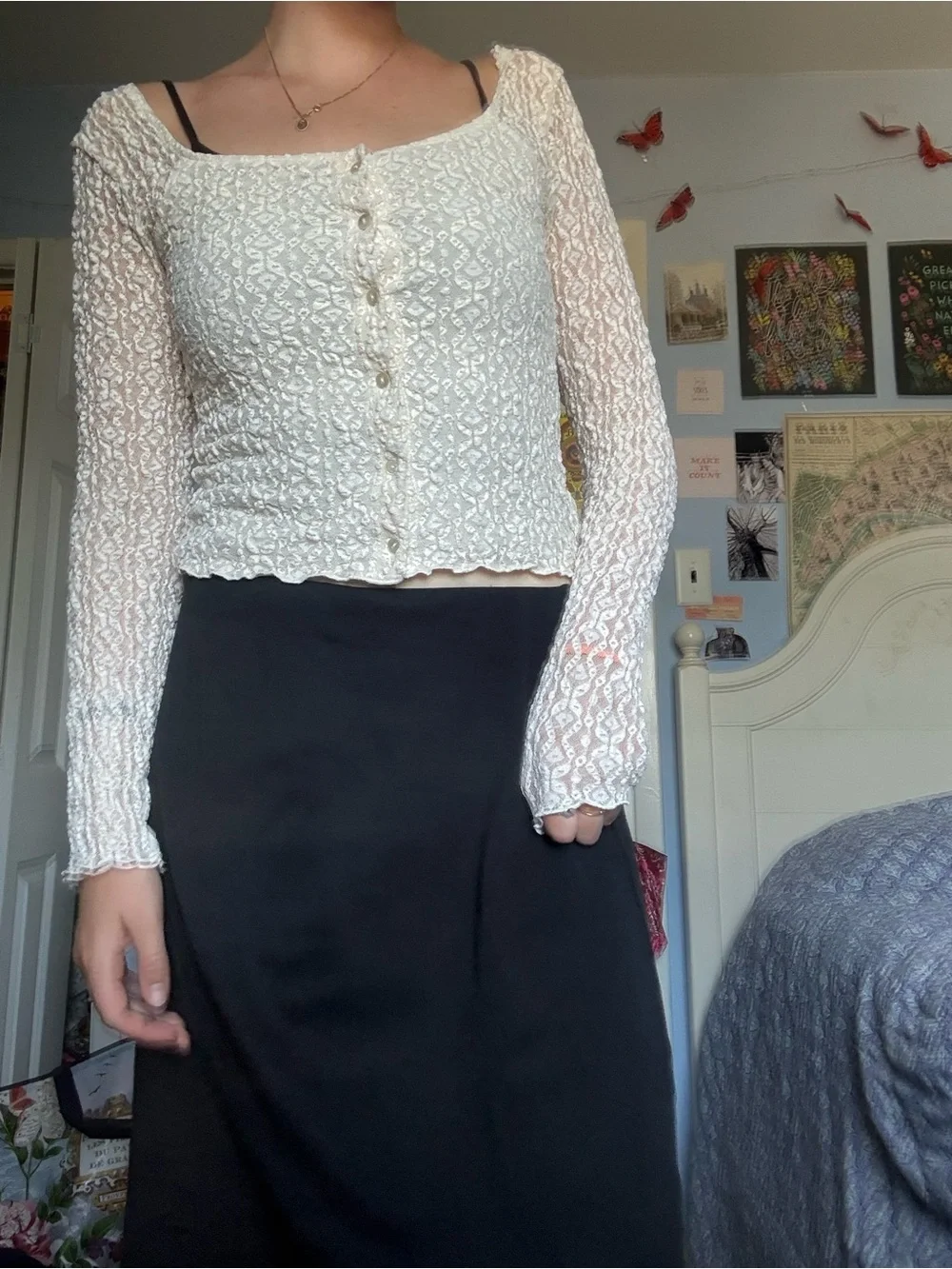 Anthropologie Scoop Neck Lace Cardigan
