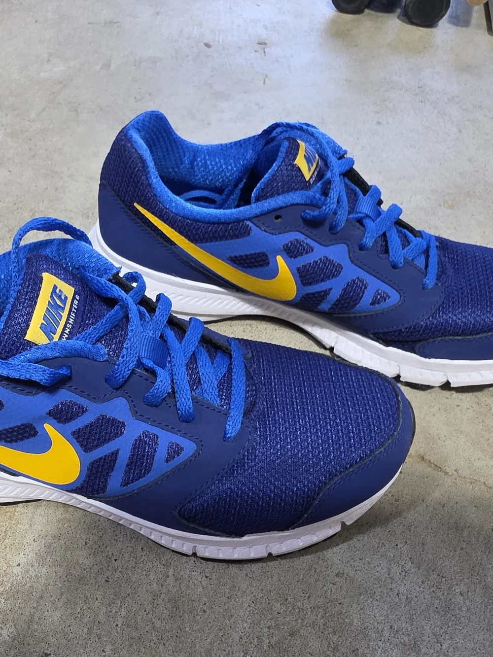 Nike Blue with Yellow Swoosh Athletic Trainers Boys Shoes