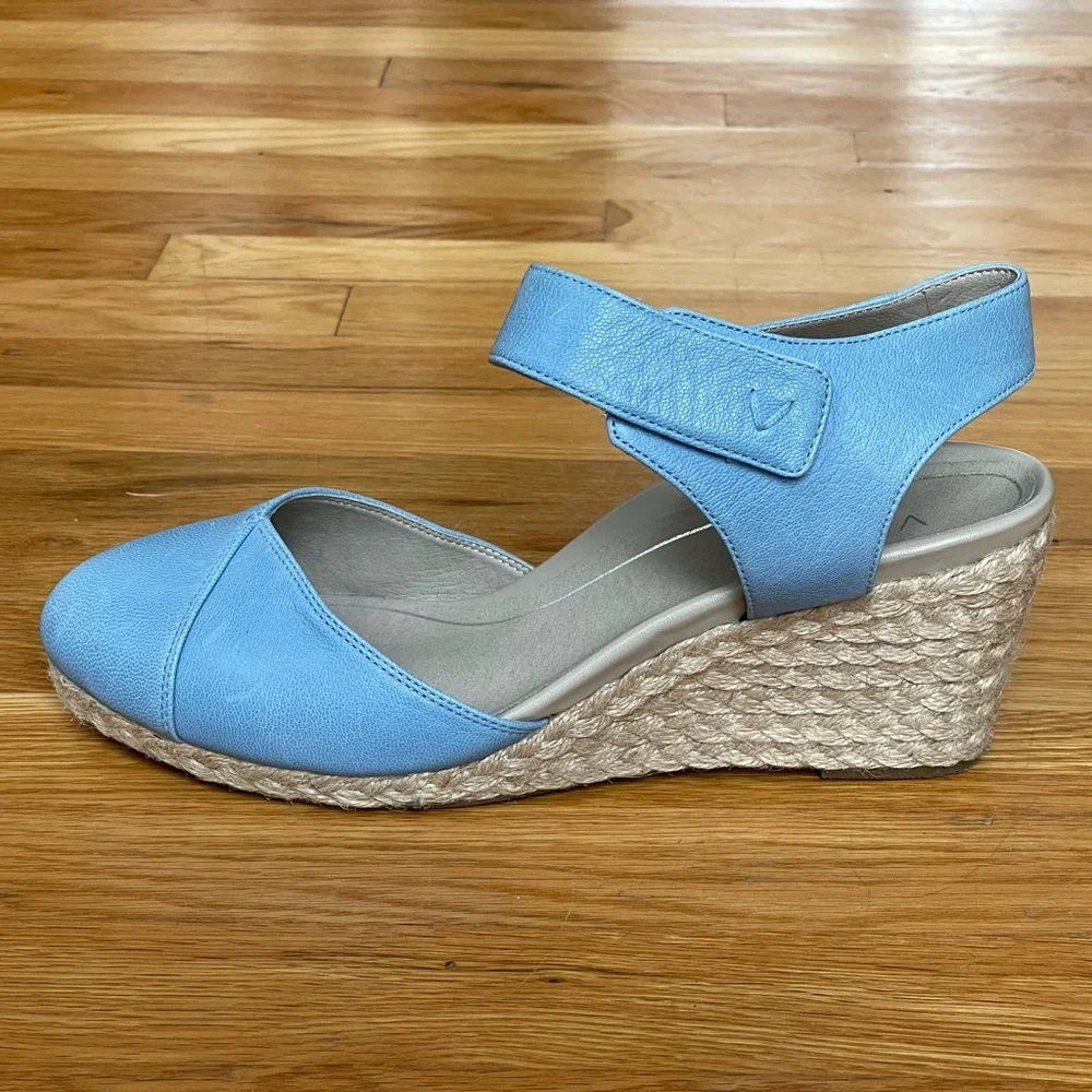 Vionic Blue Espadrille Wedge Sandals