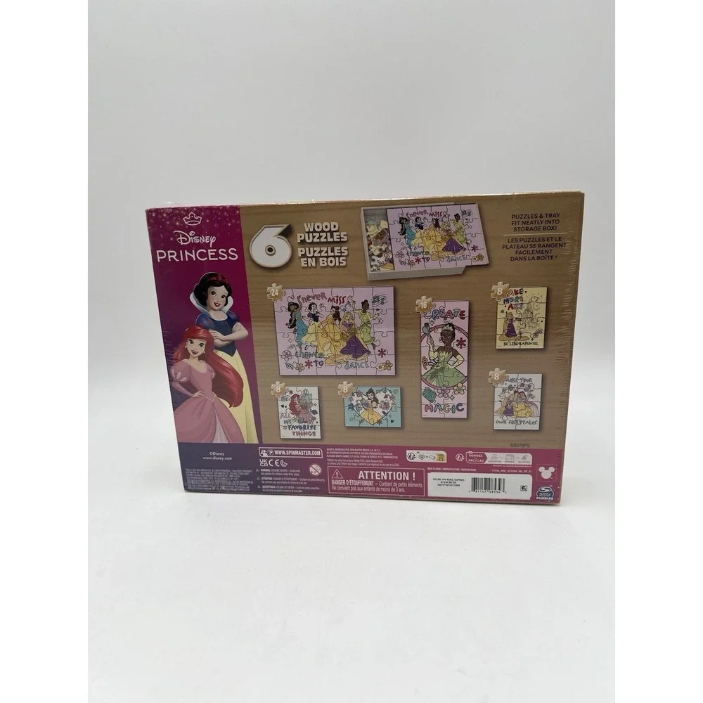 Disney Princess 6 Wooden Puzzles Set New Sealed Spin Master Walmart Exclusive