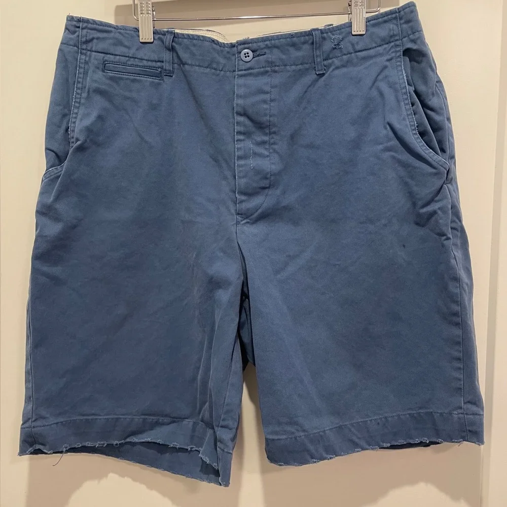 Polo Ralph Lauren Mens Blue Chino Shorts Size 35 Cotton Button Fly Casual Twill