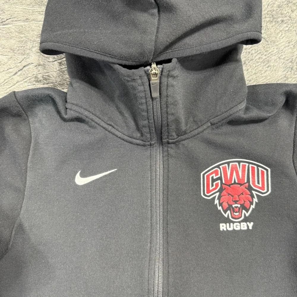 Nike CWU Rugby Full Zip‎ Hoodie Womens Small Black Dri-FIT Scuba Jacket