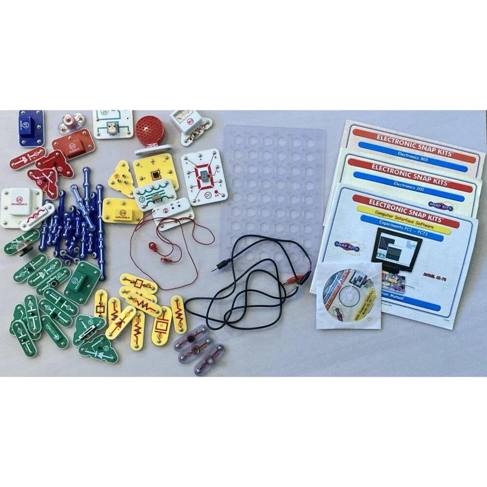 Elenco Toy Snap Circuits Electronics Mixed Lot 3 Manuals Radio Shack ~65 pieces