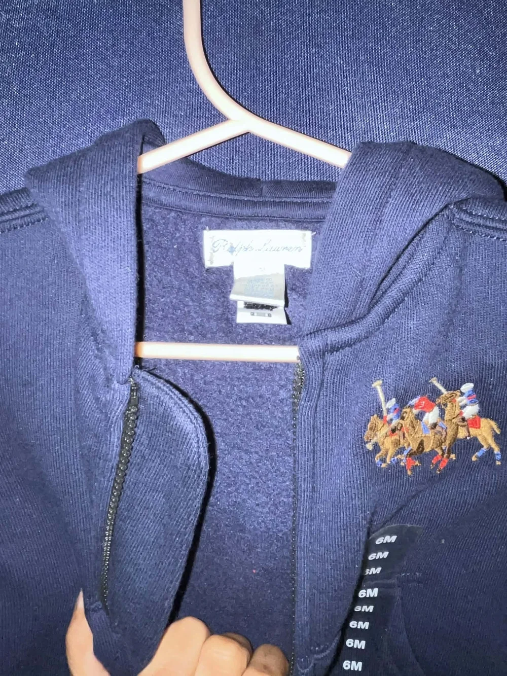 Ralph Lauren Navy Zip Hoodie with Polo Player Patch