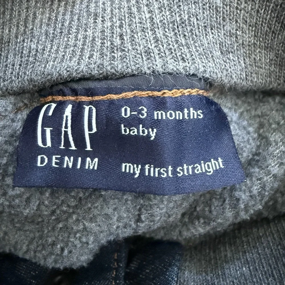 Gap Baby Fleece Lined Jeans 0-3 Months Straight Leg Dark Wash EUC