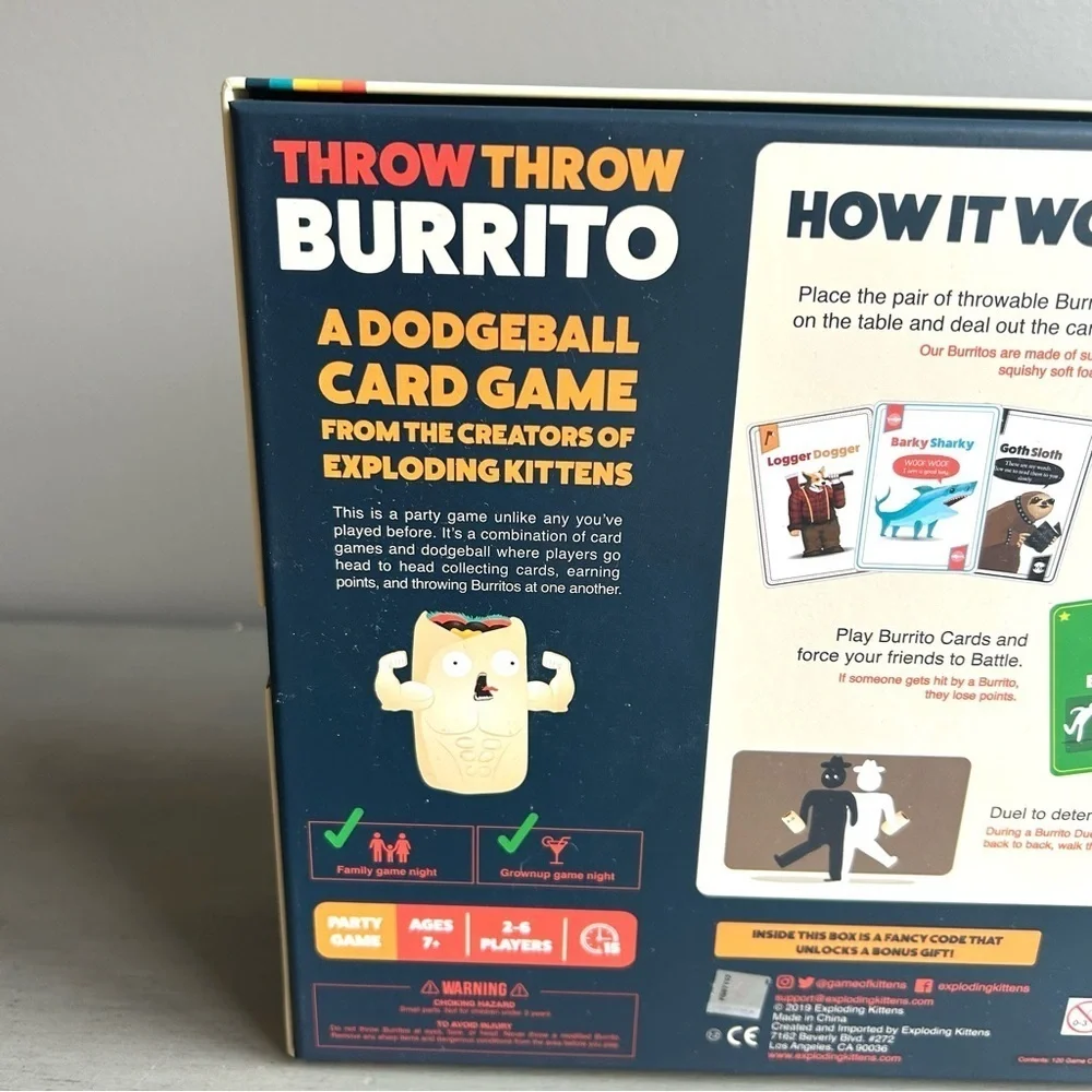 NEW Throw Throw Burrito Dodgeball Card Game Night Gift Family Kids Teens Ages 7+