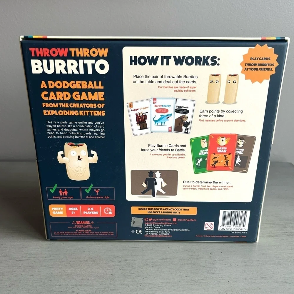 NEW Throw Throw Burrito Dodgeball Card Game Night Gift Family Kids Teens Ages 7+