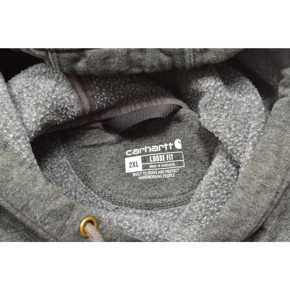 Carhartt Hoodie Mens 2XL Loose Fit Charcoal Gray K121 Midweight Pullover Sweater