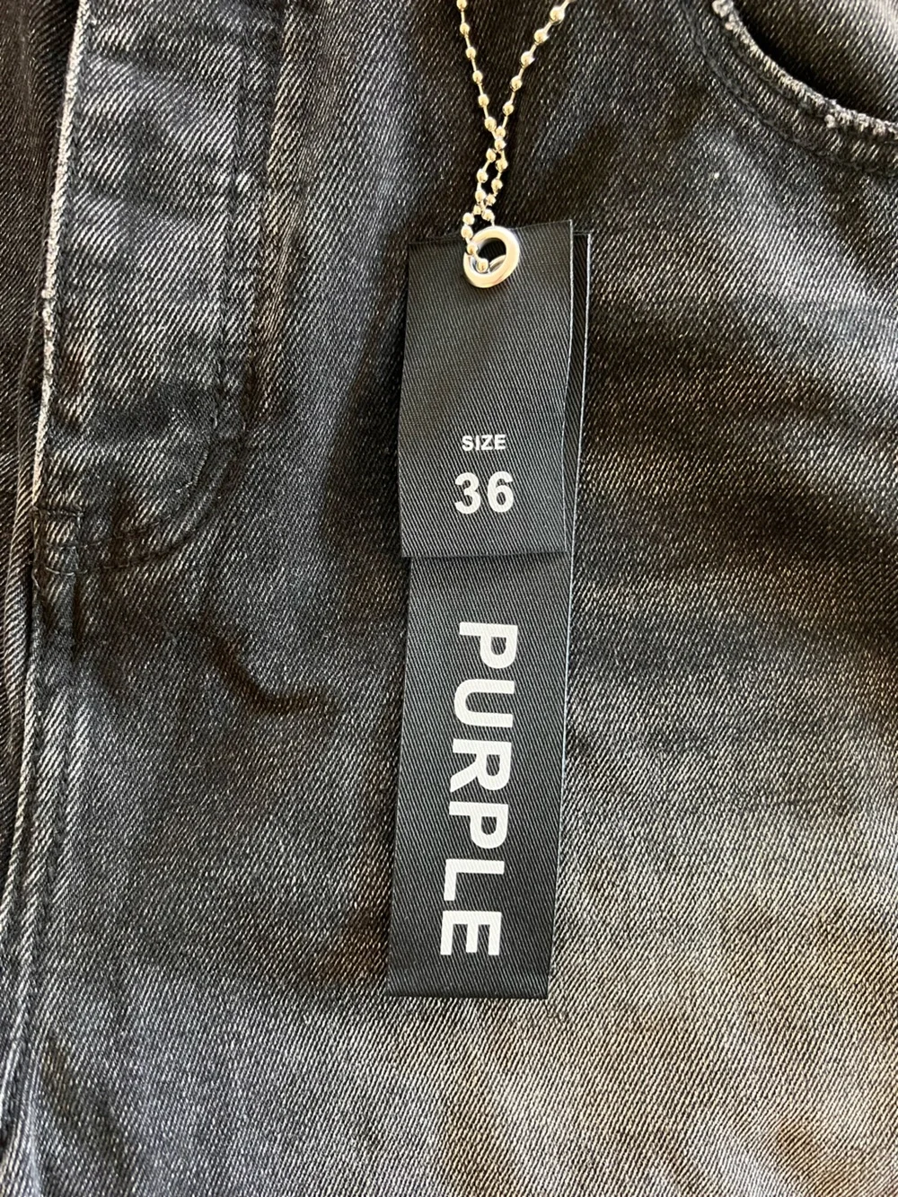 PURPLE Men's Straight loose Distressed Black Jeans