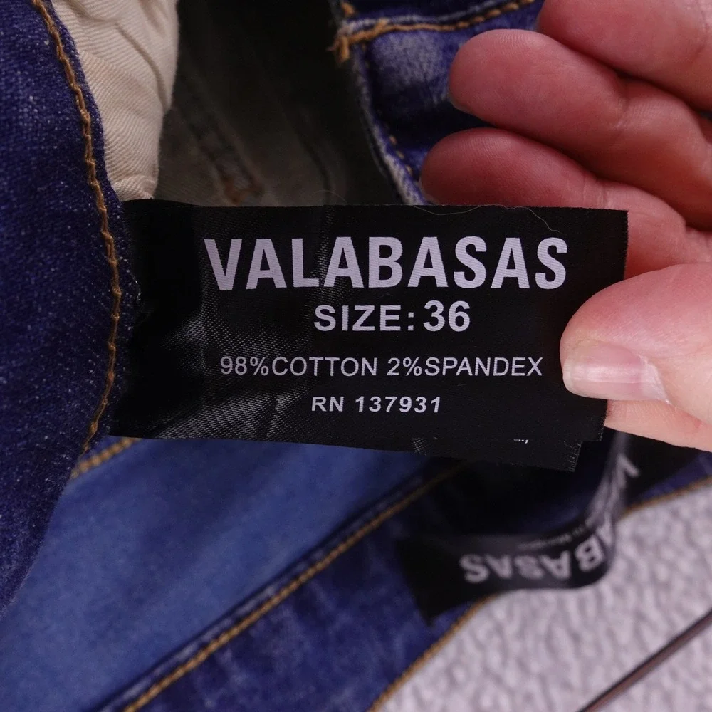Valabasas Mens Distressed Stacked Flare Carpenter Jeans Blue Size 36 Heavy Rip