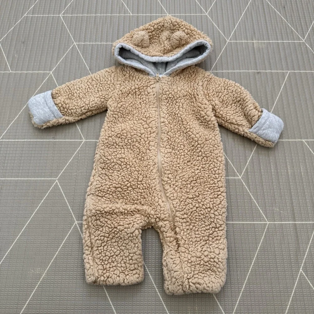 Nordstrom One Piece Fleece Teddy Bear 3 Months Tan Brown