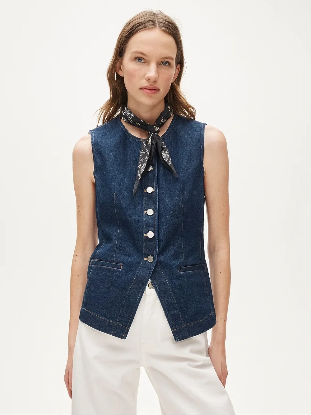 J. Crew Essential Cutaway Denim Vest - Dark Blue NWT